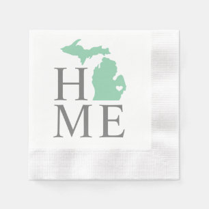 Guardanapo De Papel Michigan Home Mint Green City Heart