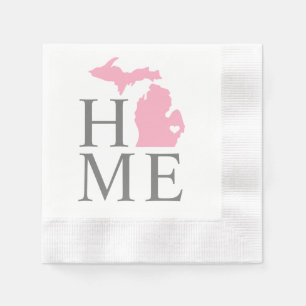 Guardanapo De Papel Michigan Home Pink e Cinza Custom City Heart