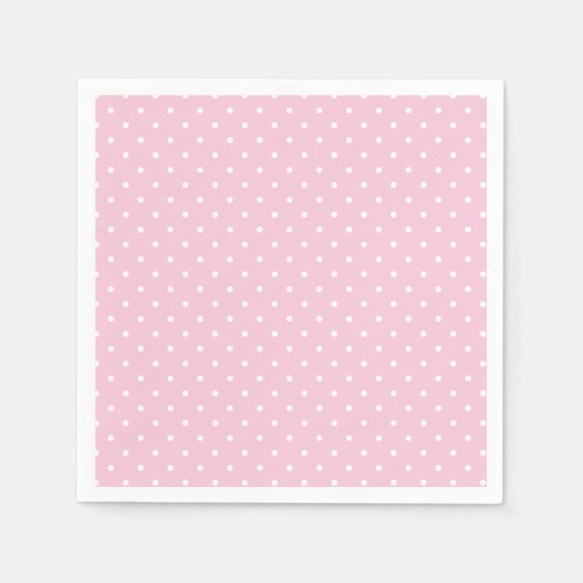 Guardanapo De Papel Micro Bolinhas Branco - Rosa Claro (Frente)