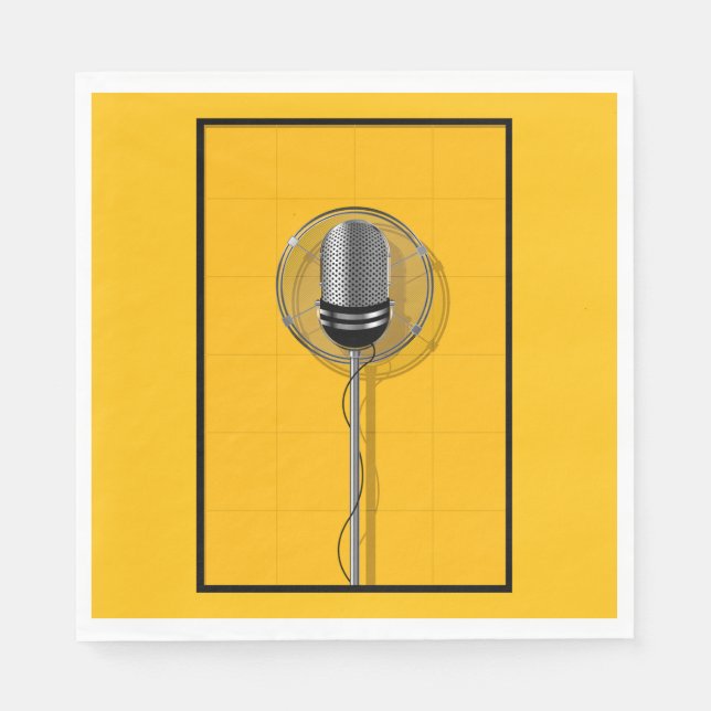 Guardanapo De Papel Microfone Retro em Amarelo Ousado (Frente)