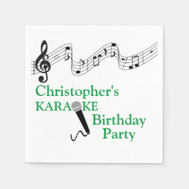 Guardanapo De Papel Microfone verde em escala musical do Partido Karao