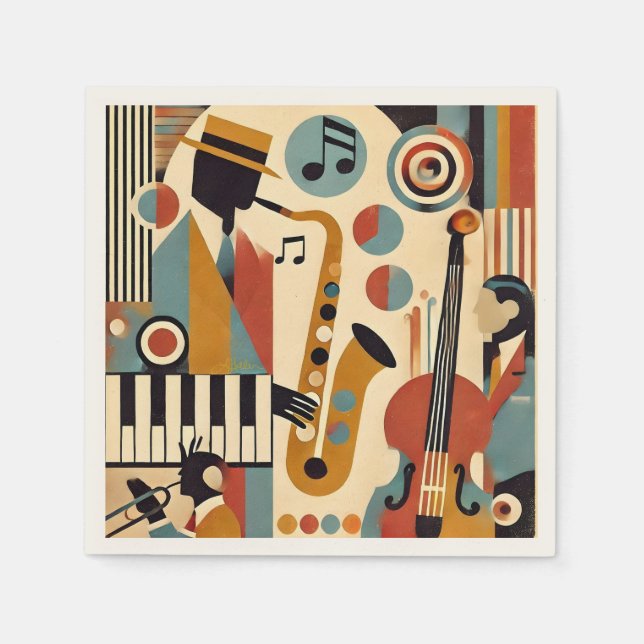 Guardanapo De Papel Mid Century Jazz Age Modern Minimalist Trio (Frente)