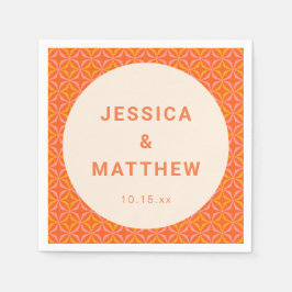 Guardanapo De Papel Mid Century Modern Orange Geometric Custom Wedding