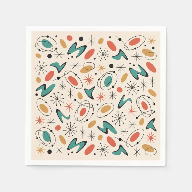 Guardanapo De Papel Mid Century Modern Starburst Pattern (Frente)