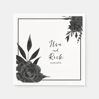 Guardanapo De Papel Midnight Bloom: Um Elegante Floral Negro