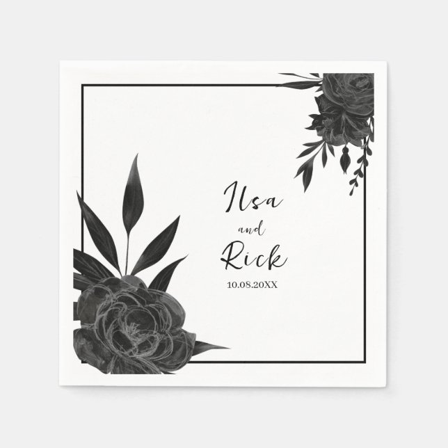 Guardanapo De Papel Midnight Bloom: Um Elegante Floral Negro (Frente)