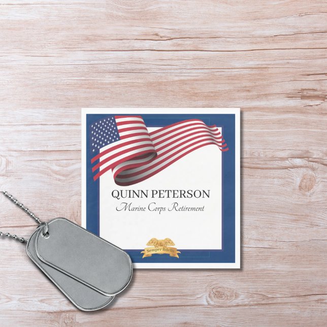 Guardanapo De Papel Military Retirement Flag Gold Crest Elegant (Criador carregado)