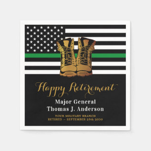 Guardanapo De Papel Military Thin Green Line Boots Retirement Party