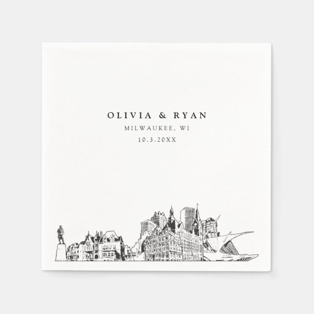 Guardanapo De Papel Milwaukee Wedding Minimalist Paper (Frente)