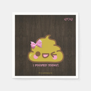 Guardanapo De Papel Mim Pooped hoje! Cutey Poo com arco cor-de-rosa
