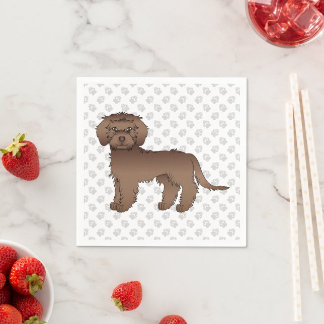 Guardanapo De Papel Mini Goldendoodle Marrom Fofo Cachorro Cartoon & P (Insitu)