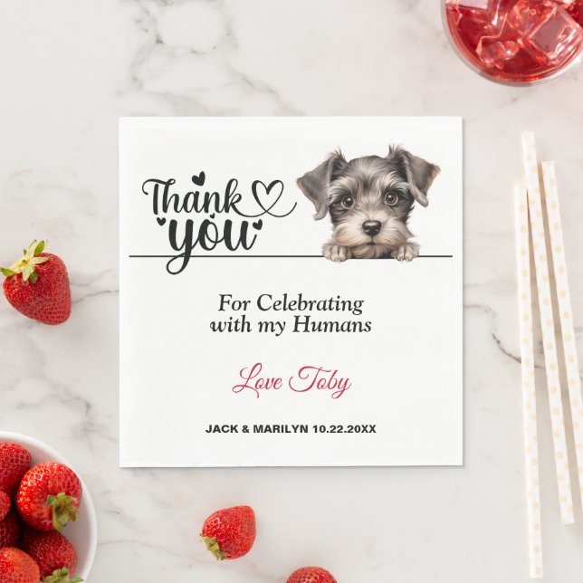 Guardanapo De Papel Miniatura Schnauzer Casamento Agradecimento (Insitu)