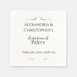 Guardanapo De Papel Minimal Black and White Script Engagement Party