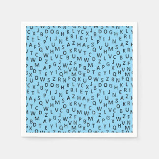Guardanapo De Papel Minimal Black Blue Alphabet Pattern