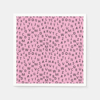 Guardanapo De Papel Minimal Black Pink Alphabet Pattern
