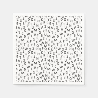 Guardanapo De Papel Minimal Black White Alphabet Pattern