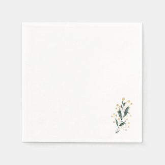 Guardanapo De Papel Minimal Botanical | Soft Greenery & Gold Accent
