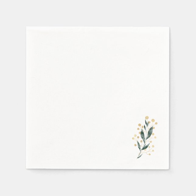 Guardanapo De Papel Minimal Botanical | Soft Greenery & Gold Accent (Frente)