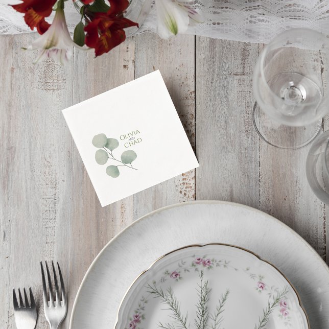 Guardanapo De Papel Minimal Botanical Wedding Drink Napkins (Criador carregado)