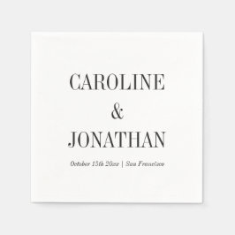 Guardanapo De Papel Minimal Elegant Black White Serif Wedding Names