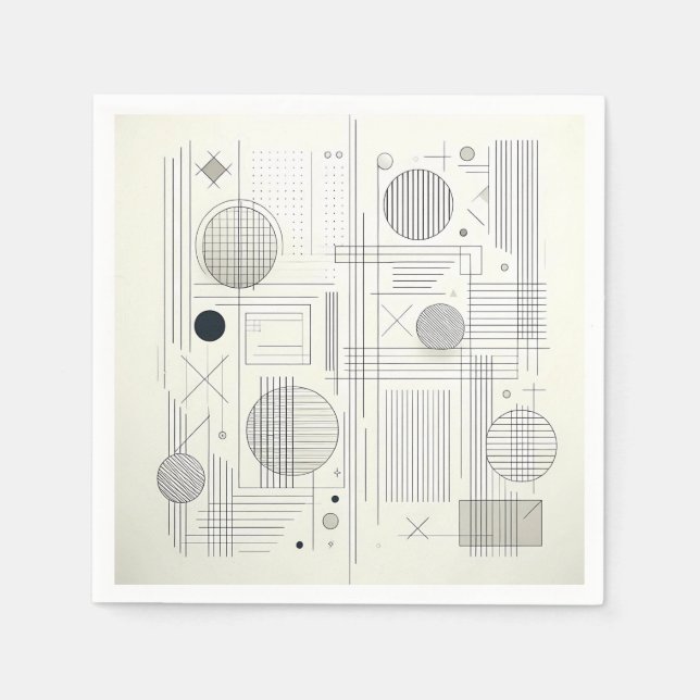 Guardanapo De Papel Minimal Geometric Line Art (Frente)