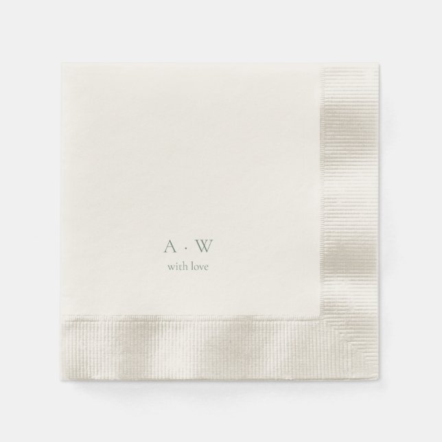Guardanapo De Papel Minimal Monogram Wedding Napkins – with Love (Frente)