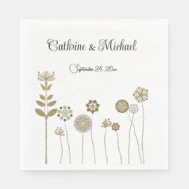 Guardanapo De Papel Minimalismo Floral Suave e Dourado do Elegante Ete