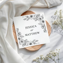 Guardanapo De Papel Minimalist Black and White Floral 