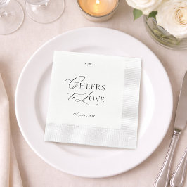 Guardanapo De Papel Minimalist Black & White “Cheers to Love” Wedding