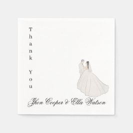 Guardanapo De Papel Minimalist Bride and Groom Wedding Illustration