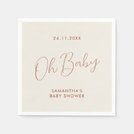 Guardanapo De Papel Minimalist Chic Script ivory Oh Baby Shower