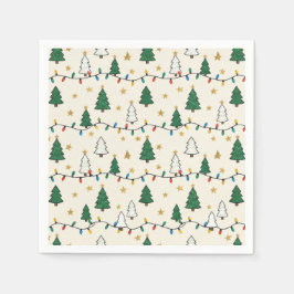 Guardanapo De Papel Minimalist Christmas Tree Lights Pattern Party