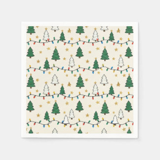Guardanapo De Papel Minimalist Christmas Tree Lights Pattern Party