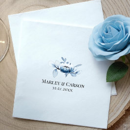 Guardanapo De Papel Minimalist Dusty Blue Floral Wedding Party