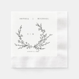 Guardanapo De Papel Minimalist Floral Line Art Wedding Napkins