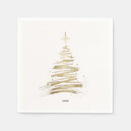 Guardanapo De Papel Minimalist Golden Tree Christmas Holiday