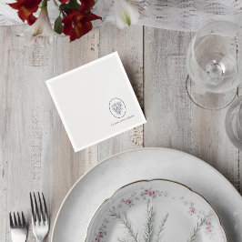 Guardanapo De Papel Minimalist Gray Floral Wedding Cocktail Napkin