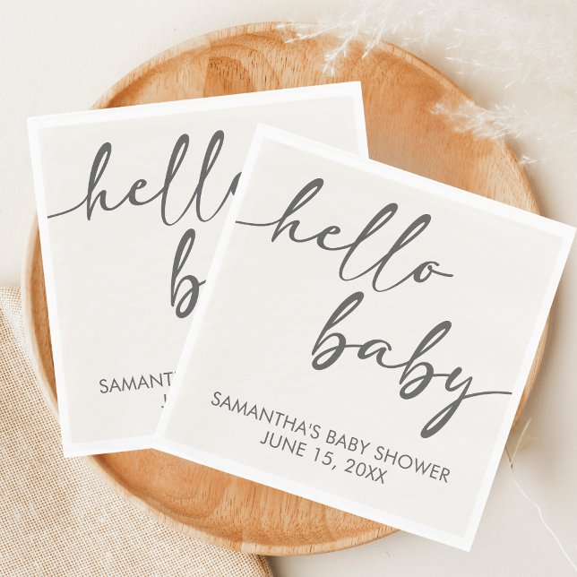 Guardanapo De Papel Minimalist Hello Baby Baby Shower (Hello Baby Baby Shower Napkin)