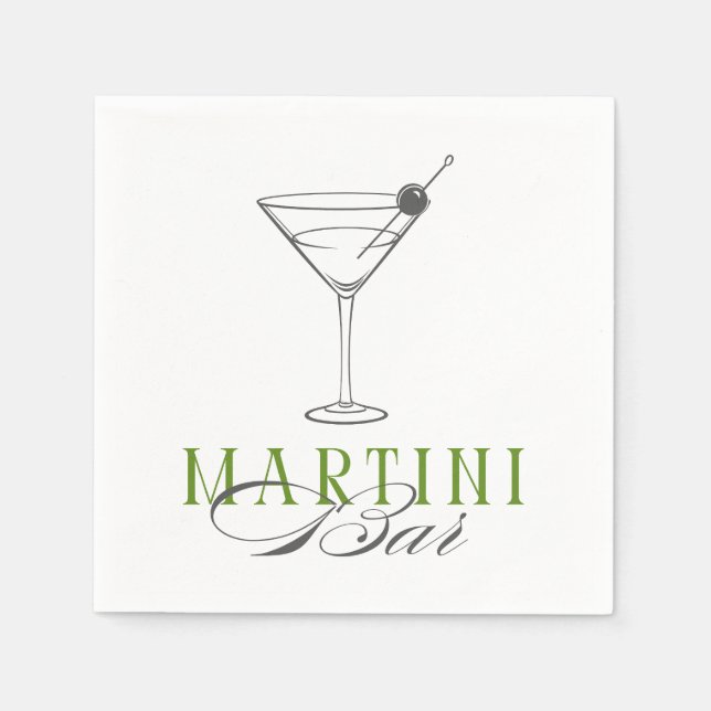 Guardanapo De Papel Minimalist Martini Bar Cocktail Napkin (Frente)