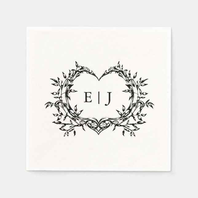 Guardanapo De Papel Minimalist Monogram Calligraphy Crest Wedding (Frente)