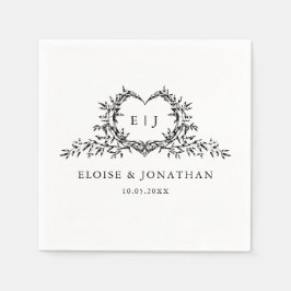 Guardanapo De Papel Minimalist Monogram Calligraphy Crest Wedding