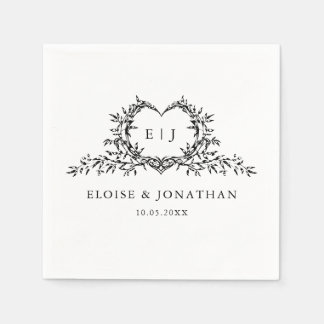 Guardanapo De Papel Minimalist Monogram Calligraphy Crest Wedding