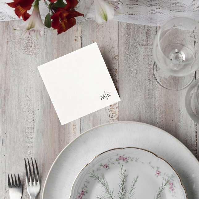 Guardanapo De Papel Minimalist Monogram Wedding Cocktail Napkin (Criador carregado)