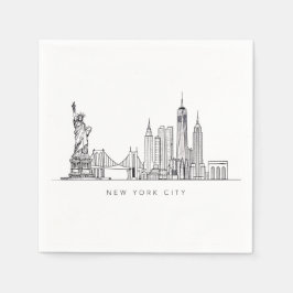 Guardanapo De Papel Minimalist New York City Skyline Line Art