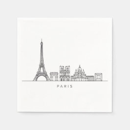 Guardanapo De Papel Minimalist Paris Skyline Line Art
