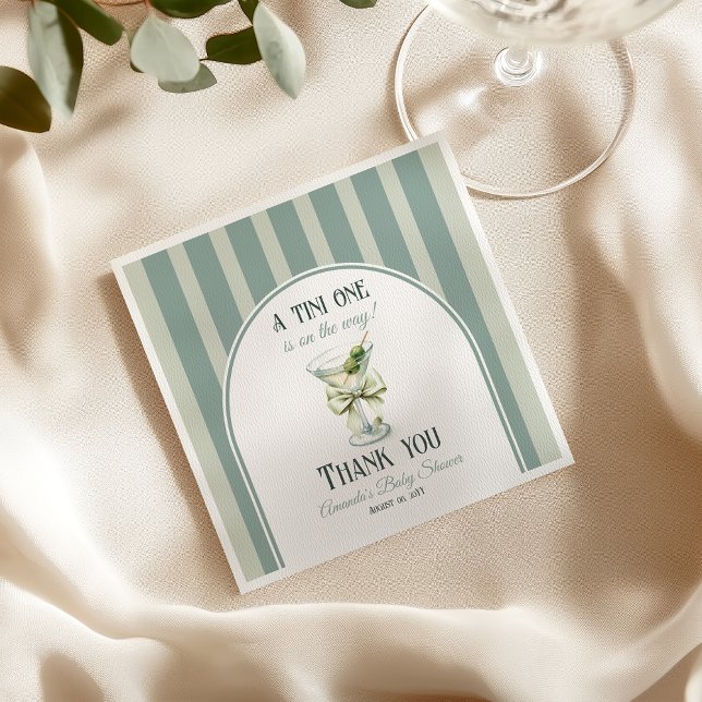 Guardanapo De Papel Minimalist Retro Bow Tini One Martini Baby Shower (Criador carregado)