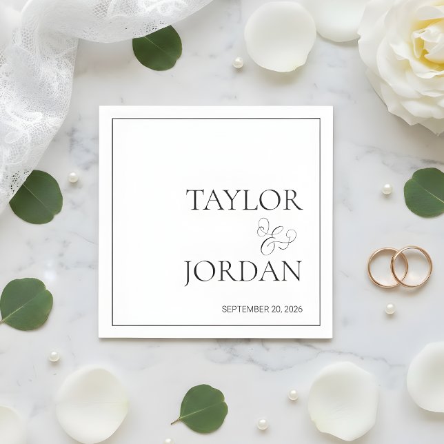 Guardanapo De Papel Minimalist Serif Typography Script Wedding Custom (Criador carregado)