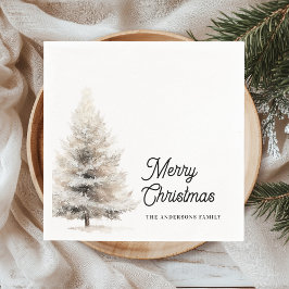 Guardanapo De Papel Minimalist Watercolor Christmas Tree Personalized 