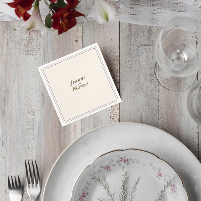 Guardanapo De Papel Minimalist Wedding Napkin with Names (Criador carregado)