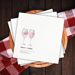 Guardanapo De Papel Minimalista Branco De Vidro De Vinho De Casamento